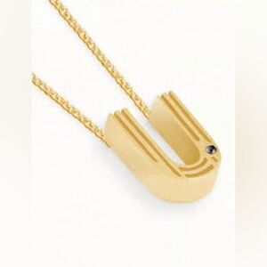 NWT Maje Initial “U” Pendant Necklace Gold-tone 17-19” Casual Gift Minimalist